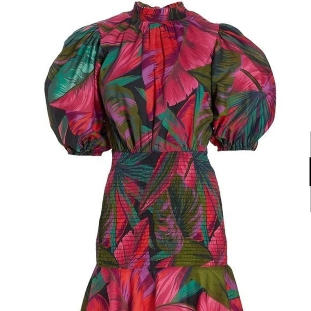 Farm Rio Women's‎ Midnight Leaves Mini Dress - Size Medium - Picture 3 of 12
